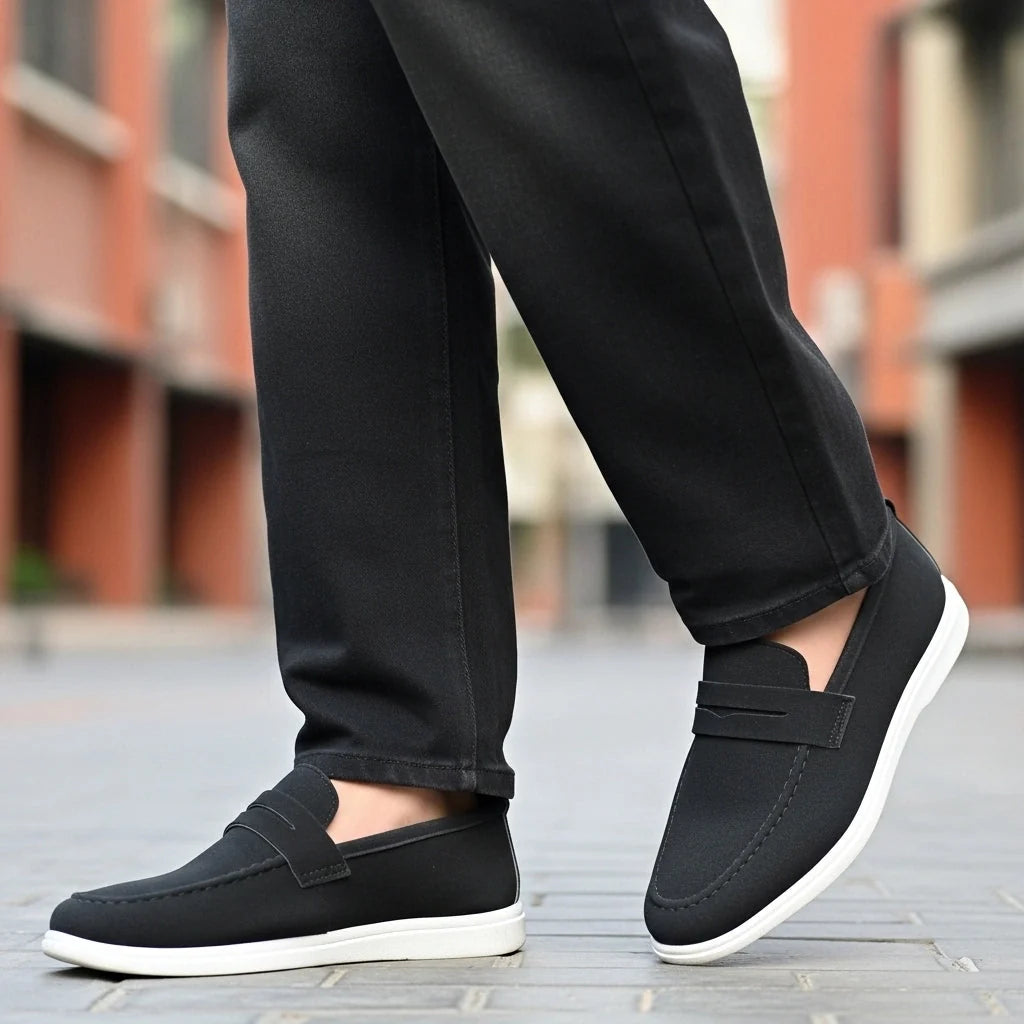 Black Suede Penny Loafer