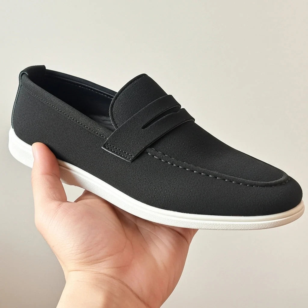 Black Suede Penny Loafer