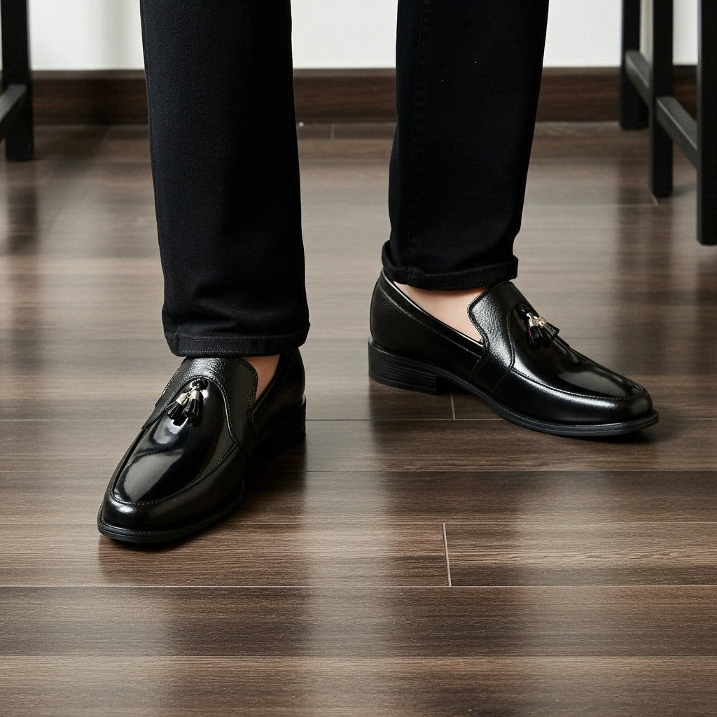 Black Gloss Tassel Loafers| Softsole and daily wear loafer