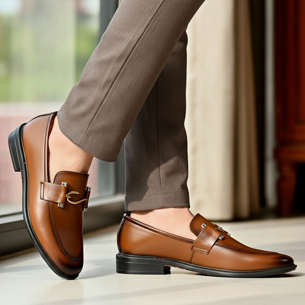 Shaded Brown Loafer HandMade Article With Comfortable Rubber Sole