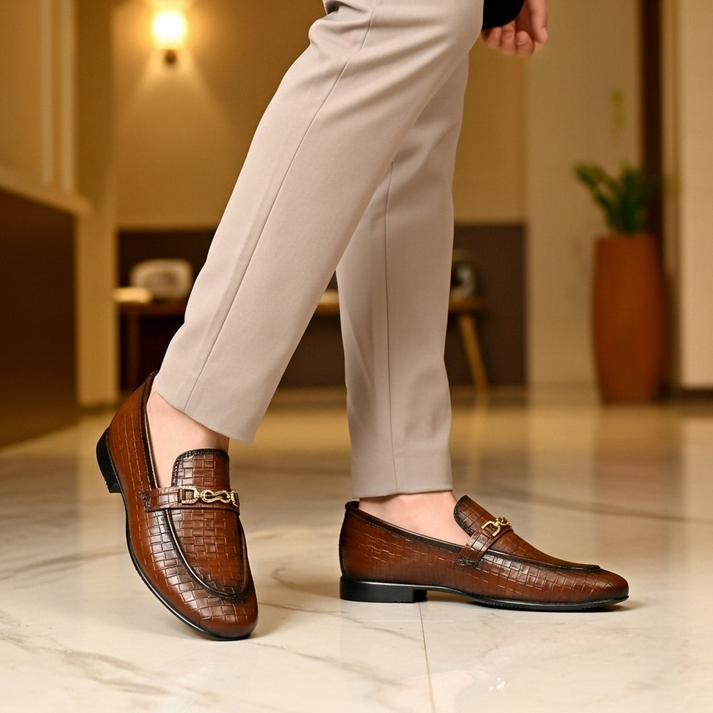 Croc Pattern Pure Leather Loafer | With Comfortable Sole and Padding