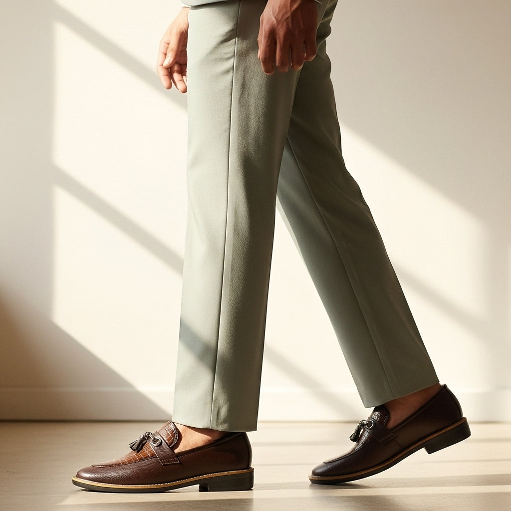 Hand Stiched Brown Croc Pattern Premium Loafer