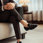 Woven Black Leather Loafer | Premium Quality | All Season Shoe