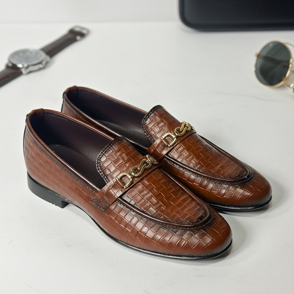 Croc Pattern Pure Leather Loafer | With Comfortable Sole and Padding